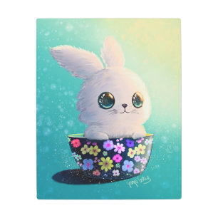 Cute Wildlife Of Spring Guardian: Bunny in Bloom Metal Print