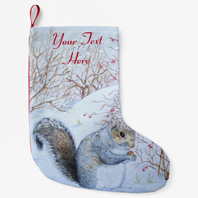 cute wildlife snow scene picture for christmas  small christmas stocking (Front)