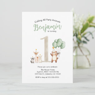 Cute wildlife Woodland Calling All Party Animals Invitation