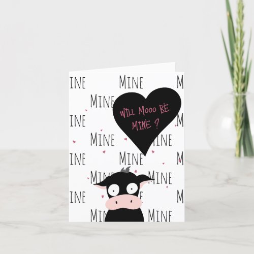  Cute Will Mooo Be Mine Cow Love  Valentine Card