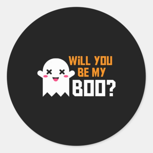 Cute Will You Be My Boo Ghost Halloween Love Part Classic Round Sticker