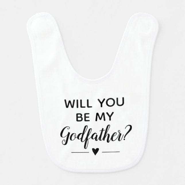 Cute Will You Be My Godfather Proposal Baby Bib (Front)