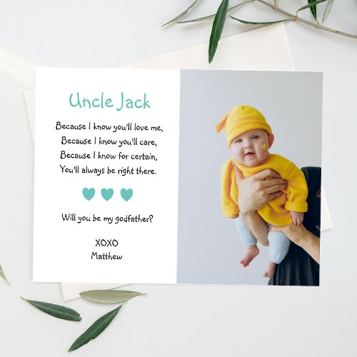 Cute Will You Be My Godfather Proposal Photo Invitation