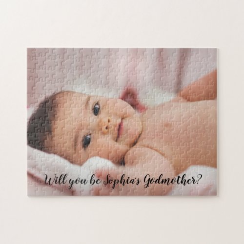 Cute Will You Be My Godmother Script Photo Jigsaw Puzzle