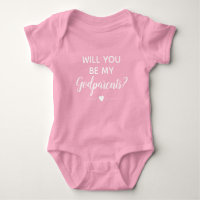 Cute Will You Be My Godparents White Pink Girl