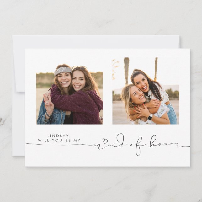 Cute Will You Be My Maid of Honor Two Photos (Front)