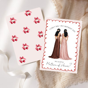 Cute “Will You Be My Matron of Honor?” Cherry Invitation