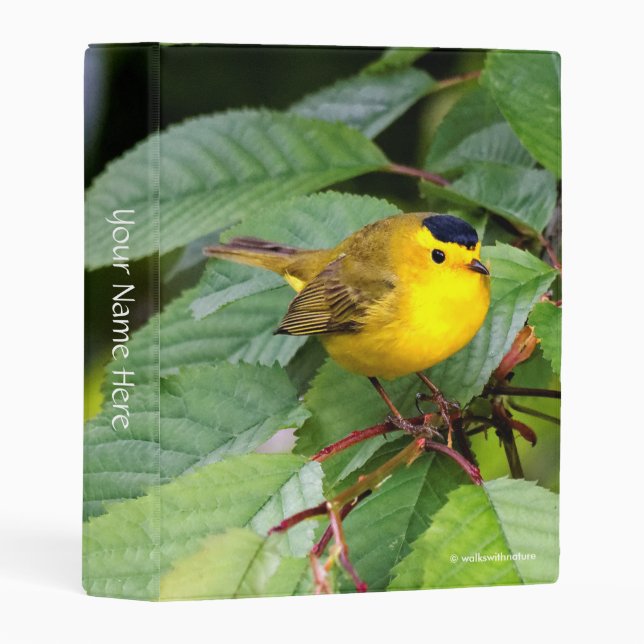 Cute Wilson's Warbler Songbird in the Cherry Tree Mini Binder (Front/Spine)