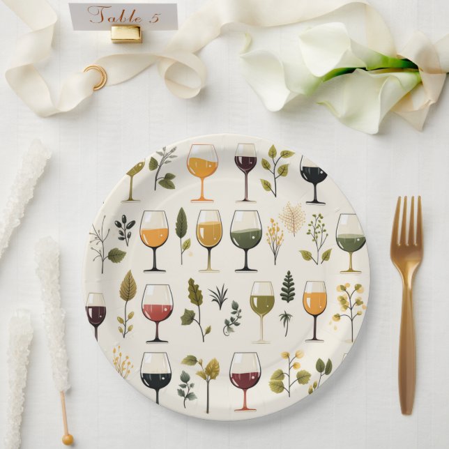 Cute wine cups paper plate (Wedding)