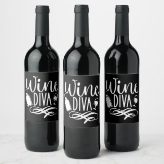 Cute Wine Diva Funny   Wine Label