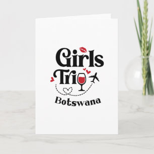 Cute Wine Girls Trip Botswana Travel Vacation Card