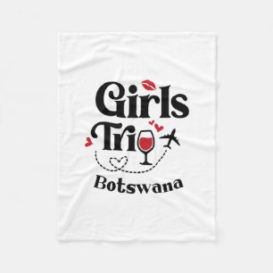 Cute Wine Girls Trip Botswana Travel Vacation  Fleece Blanket