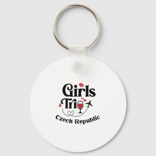 Cute Wine Girls Trip Czech Republic Travel Vacatio Keychain