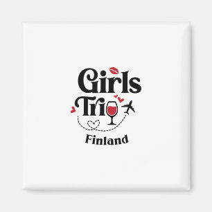 Cute Wine Girls Trip Finland Travel Vacation Magnet