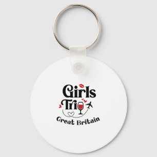 Cute Wine Girls Trip Great Britain Travel Vacation Keychain