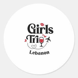 Cute Wine Girls Trip Lenon Travel Vacation  Classic Round Sticker