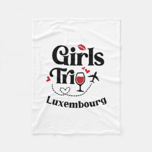 Cute Wine Girls Trip Luxembourg Travel Vacation Fleece Blanket