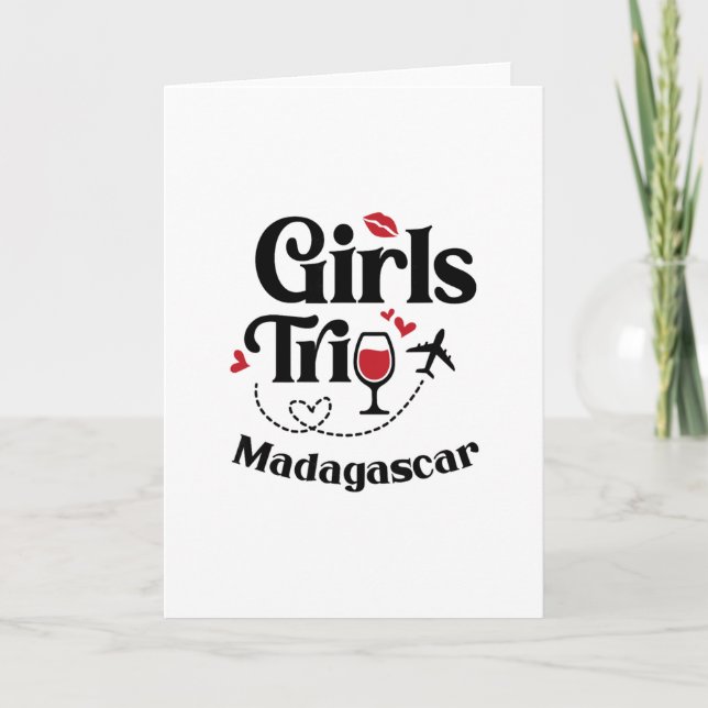 Cute Wine Girls Trip Madagascar Travel Vacation  Card (Front)