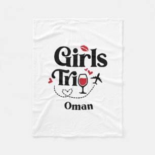 Cute Wine Girls Trip Oman Travel Vacation Fleece Blanket