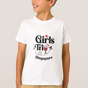 Cute Wine Girls Trip Singapore Travel Vacation  T-Shirt