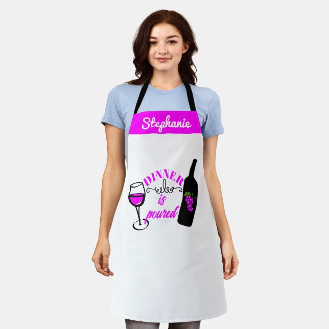 Cute Wine Humor & Tasting Funny Personalized Wine  Apron (Worn)