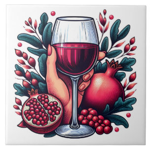 Cute wine lovers crafting home business ceramic tile