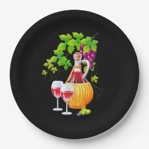 Cute wine party paper plates