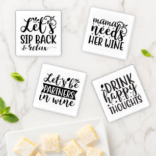 Cute Wine Sayings Coaster Set