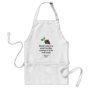 Cute Wine Shakespeare Quote Boho Hand-Illustrated Adult Apron