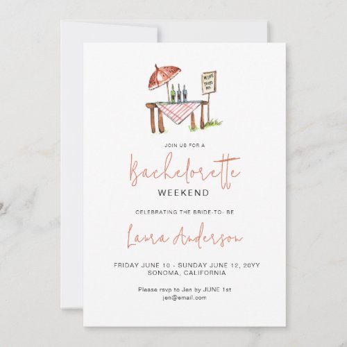 Cute Wine tasting Bachelorette weekend  Invitation