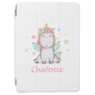 Cute Winged Baby Unicorn Pink Personalized iPad Air Cover
