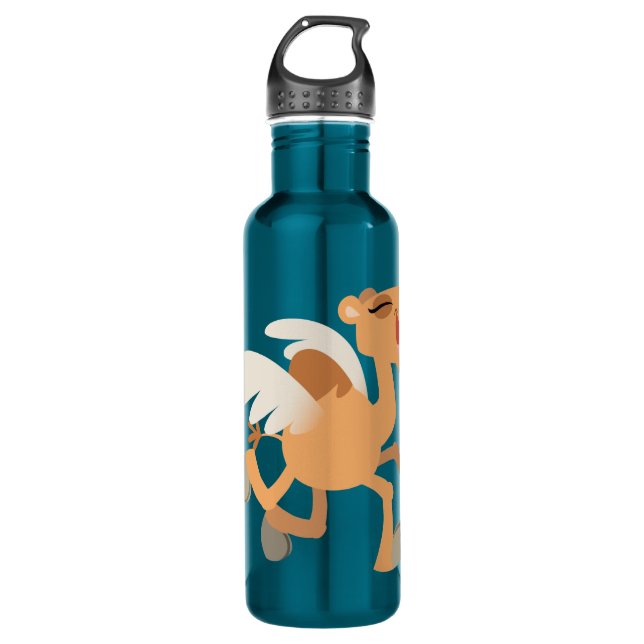 Cute Winged Cartoon Camel Stainless Steel Water Bottle (Front)