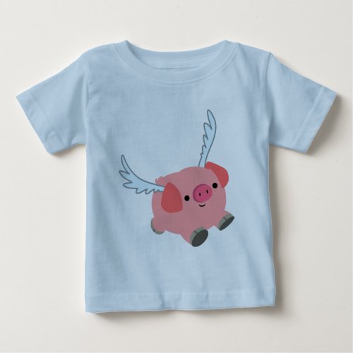 Cute Winged Cartoon Pig Baby T_Shirt