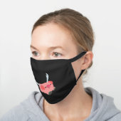 Cute Winged Cartoon Pig Black Cotton Face Mask (Angled)