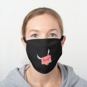 Cute Winged Cartoon Pig Black Cotton Face Mask (Worn)