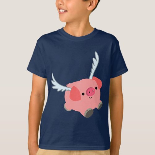 Cute Winged Cartoon Pig Children T_Shirt