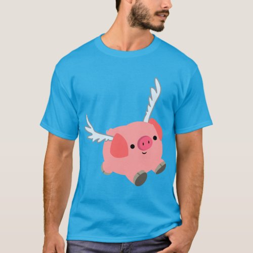 Cute Winged Cartoon Pig T_Shirt