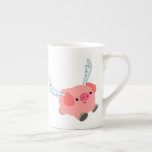 Cute Winged Cartoon Pig Tea Cup