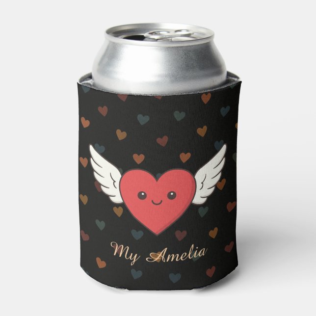 Cute Winged Heart Can Cooler – Valentine Gift (Can Front)