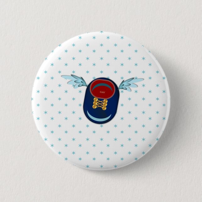 Cute winged shoe cartoon button (Front)