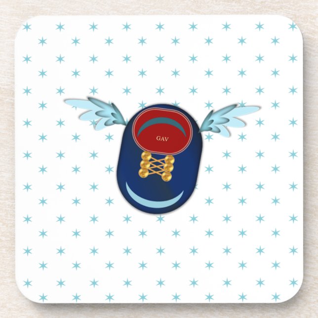 Cute winged shoe cartoon & stars drink coaster (Front)