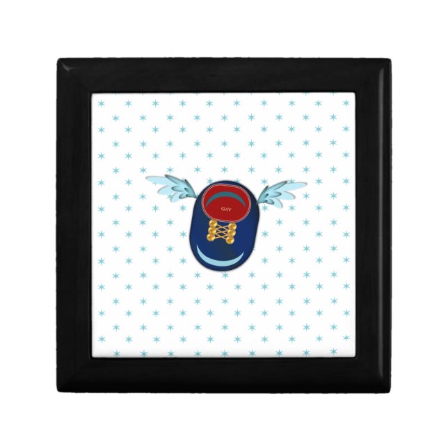 Cute winged shoe cartoon & stars keepsake box (Front)