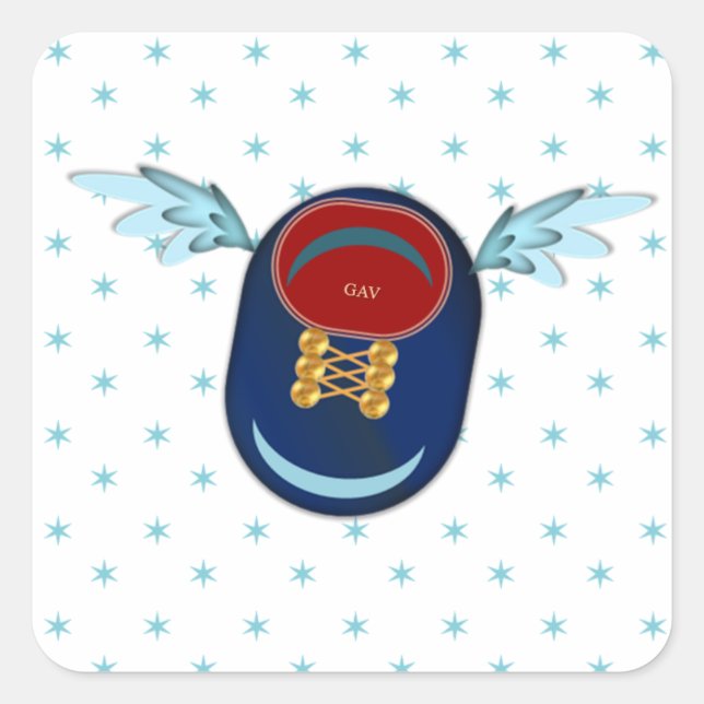 Cute winged shoe cartoon & stars square sticker (Front)