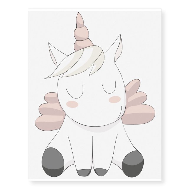 CUTE WINGED UNICORN TEMPORARY TATTOO (Front)