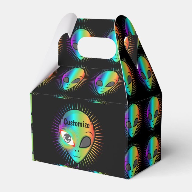 Cute Winking Alien Head Thunder_Cove Favor Boxes (Front Side)