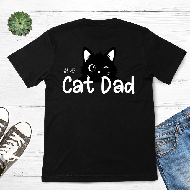 Cute Winking Black Cat Dad T-Shirt (Cute Winking Black Cat Dad T-Shirt)