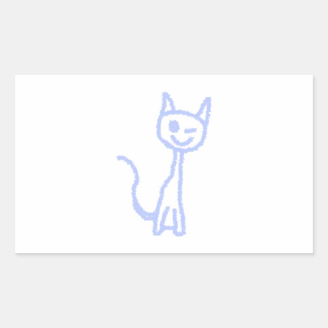 Cute winking cat. Blue. Rectangular Sticker (Front)