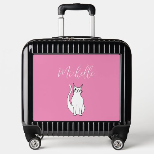 Cute Winking Cat Girly Pink Personalized  Luggage