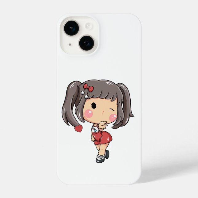 Cute Winking Chibi Girl iPhone Case (Back)