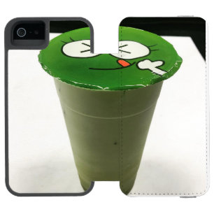 Cute Winking Green Frog Matcha Boba Milk Tea Cup iPhone SE/5/5s Wallet Case